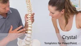  Presentation with doctor office - Slide deck consisting of anatomy - doctor showing anatomical spine background and a light gray colored foreground