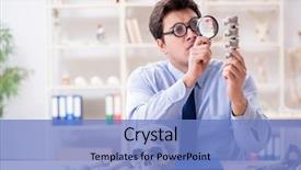  Presentation with professor - Amazing presentation theme having anatomy - funny crazy professor studying human backdrop and a teal colored foreground