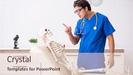  Presentation with skeleton - Amazing slides having anatomy - funny doctor with skeleton backdrop and a lemonade colored foreground