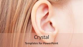  Presentation with skin anatomy - Colorful PPT theme enhanced with skin anatomy - little girl's ear is close-up backdrop and a coral colored foreground