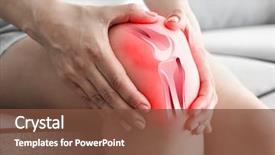 Presentation with knee - Cool new presentation theme with anatomy - health care concept woman suffering backdrop and a tawny brown colored foreground