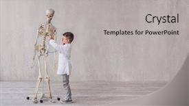  Presentation with skeleton - Amazing presentation theme having anatomy - little doctor with a skeleton backdrop and a light gray colored foreground