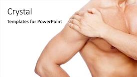  Presentation with shoulder - Amazing presentation having anatomy - muscular man with shoulder pain backdrop and a sky blue colored foreground