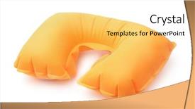  Presentation with anatomy neck - Slides enhanced with anatomy - orange inflatable neck pillow isolated background and a blonde colored foreground