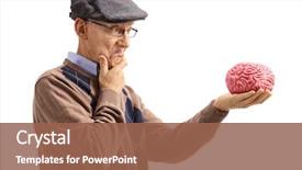  Presentation with brain - Colorful PPT layouts enhanced with anatomy - pensive senior looking backdrop and a violet colored foreground