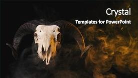  Presentation with skull - Beautiful PPT theme featuring anatomy - real ram skull with horns backdrop and a black colored foreground