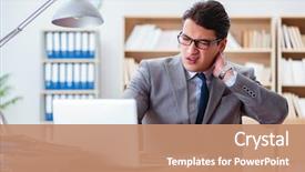  Presentation with anatomy - Colorful PPT layouts enhanced with anatomy - sick businessman in the office backdrop and a coral colored foreground