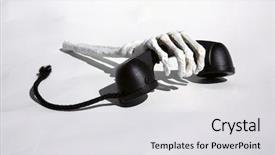  Presentation with arm anatomy - Amazing slide deck having anatomy - skeleton arm holds onto backdrop and a light gray colored foreground