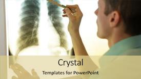  Presentation with chest anatomy - Slide set enhanced with anatomy - specialist watching image of chest background and a blonde colored foreground