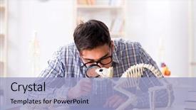  Presentation with skeleton - Colorful slide set enhanced with anatomy - student doctor studying animal skeleton backdrop and a light blue colored foreground