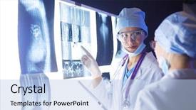  Presentation with women in media - Theme consisting of anatomy - two female women medical doctors background and a light blue colored foreground