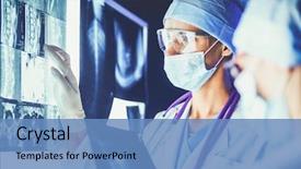  Presentation with women in media - Presentation theme enhanced with anatomy - two female women medical doctors background and a teal colored foreground