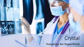  Presentation with women - Cool new theme with anatomy - two female women medical doctors backdrop and a light blue colored foreground