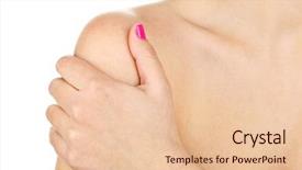  Presentation with shoulder pain - Colorful PPT theme enhanced with anatomy - young woman with shoulder pain backdrop and a lemonade colored foreground