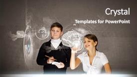  Presentation with teacher - Amazing PPT theme having anatomy brain child - woman teacher and boy backdrop and a  colored foreground