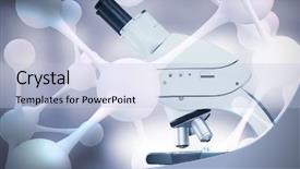  Presentation with dna structure - Presentation theme with medical equipment meeting - dna structure against microscope background and a sky blue colored foreground