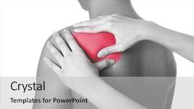  Presentation with shoulder - PPT theme enhanced with anatomy ellbow - man receiving massage on back background and a light gray colored foreground