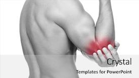  Presentation with anatomy - PPT theme having anatomy ellbow - young man holding his elbow background and a light gray colored foreground