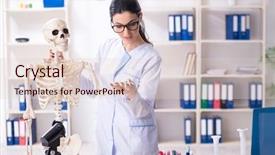  Presentation with archaeologist - Slide set consisting of anatomy history - young female archaeologist working background and a lemonade colored foreground