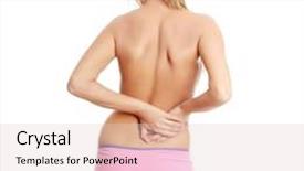  Presentation with kidneys pain or lower back - Audience pleasing theme consisting of anatomy muscles - woman massaging pain in her backdrop and a  colored foreground