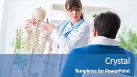  Presentation with anatomy neck - Cool new slides with anatomy nerves - doctor is explaining to patient backdrop and a teal colored foreground