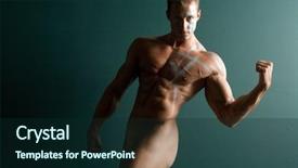  Presentation with brain fitness - Colorful presentation theme enhanced with anatomy thigh - muscular fitness man backdrop and a wine colored foreground