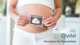  Presentation with anatomy uterus - Presentation theme featuring anatomy uterus - midsection of pregnant woman holding background and a sky blue colored foreground