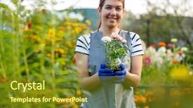  Presentation with agronomist - Slides enhanced with anbau container - photo of happy agronomist woman background and a tawny brown colored foreground
