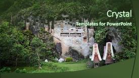  Presentation with toraja - Amazing PPT theme having ancestor - traditional statues tau tau backdrop and a tawny brown colored foreground
