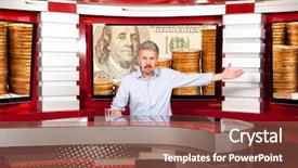  Presentation with anchor - PPT theme having anchor - business news a television anchorman background and a tawny brown colored foreground