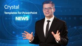  Presentation with tehnology - Cool new PPT layouts with anchor - modern televison presenter telling backdrop and a ocean colored foreground