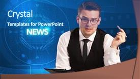  Presentation with tehnology - PPT theme having anchor - modern televison presenter telling background and a ocean colored foreground