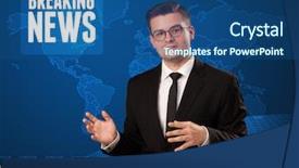  Presentation with breaking news - Colorful theme enhanced with anchor - television presenter in front telling backdrop and a ocean colored foreground