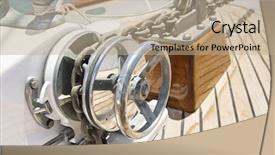  Presentation with winch - Presentation consisting of anchor chains - close-up of winch on yacht background and a coral colored foreground