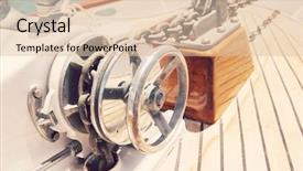  Presentation with winch - PPT theme featuring anchor chains - close-up of winch on yacht background and a lemonade colored foreground