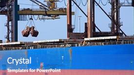  Presentation with bulk carrier - Audience pleasing presentation theme consisting of anchor chains - huge crane unloading ore backdrop and a teal colored foreground