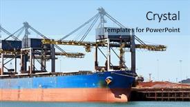  Presentation with bulk carrier - Cool new presentation theme with anchor chains - huge cranes unloading ore backdrop and a light blue colored foreground
