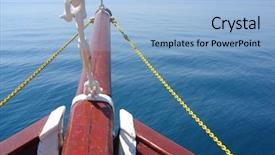  Presentation with wooden boat at sea edge - Slides having anchor chains - old wooden boat on sea background and a light blue colored foreground