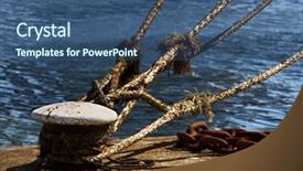  Presentation with docks - Beautiful PPT theme featuring anchor chains - ship ropes tied backdrop and a ocean colored foreground