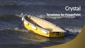  Presentation with seas - Audience pleasing PPT theme consisting of anchor chains - small boat moored in choppy backdrop and a  colored foreground