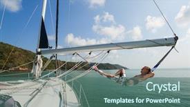  Presentation with sails sailing yacht catamaran sailing - Presentation theme with anchored in a tropical sea background and a ocean colored foreground