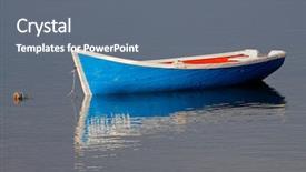  Presentation with fishing boat - Amazing slides having anchored wooden fishing boat backdrop and a gray colored foreground