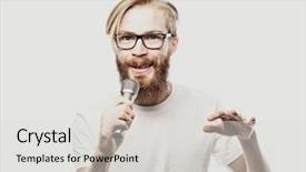  Presentation with lifestyle - Presentation design featuring speech information - lifestyle and people concept young background and a light gray colored foreground