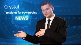  Presentation with tehnology - Colorful PPT theme enhanced with telling the news with tehnology backdrop and a ocean colored foreground