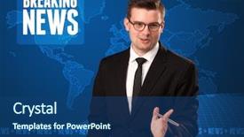  Presentation with breaking news - Cool new presentation theme with newscasting - television presenter in front telling backdrop and a ocean colored foreground