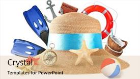 Presentation with creative - PPT theme with anchors compass - creative collage for travelling theme background and a coral colored foreground