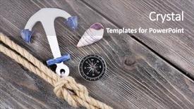  Presentation with marine - Beautiful slide set featuring anchors compass - marine knot on wooden background backdrop and a gray colored foreground
