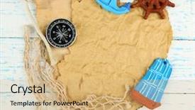  Presentation with old paper - Slide deck consisting of anchors compass - old paper with sea accessories background and a  colored foreground