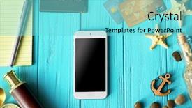  Presentation with planning roadmap - PPT layouts consisting of anchors compass - smartphone and travel planning accessories background and a seafoam green colored foreground