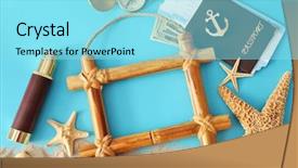  Presentation with travel concept silhouette - Colorful presentation theme enhanced with anchors compass - travel concept composition of marine backdrop and a arctic colored foreground